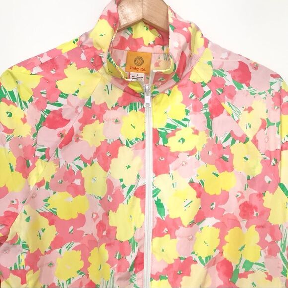 Ruby Rd. Pink Floral Lightweight Nylon Zip Up Jacket - Picture 5 of 9